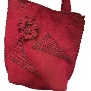 Batooli Red wool  small tote embellished